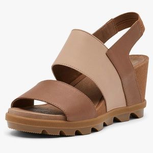 Sorel Women's Joanie II Slingback Wedge Sandal Velvet Tan size 8.5